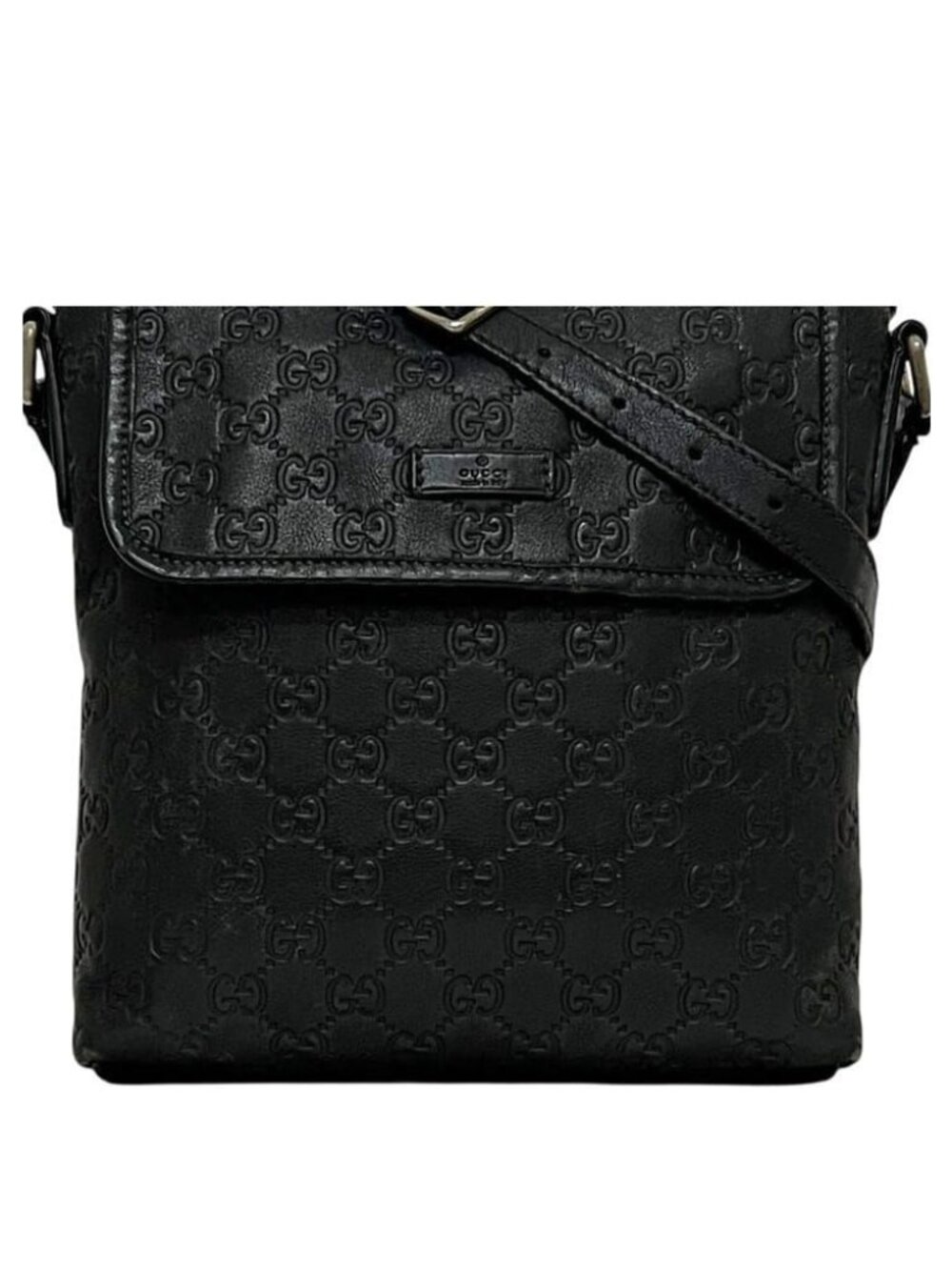 Gucci Shoulder Bag Guccissima Line Leather Black